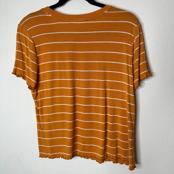 Casual Orange and White Stripe Short Sleeve Tee Lettuce Edge 0X - Picture 2 of 9
